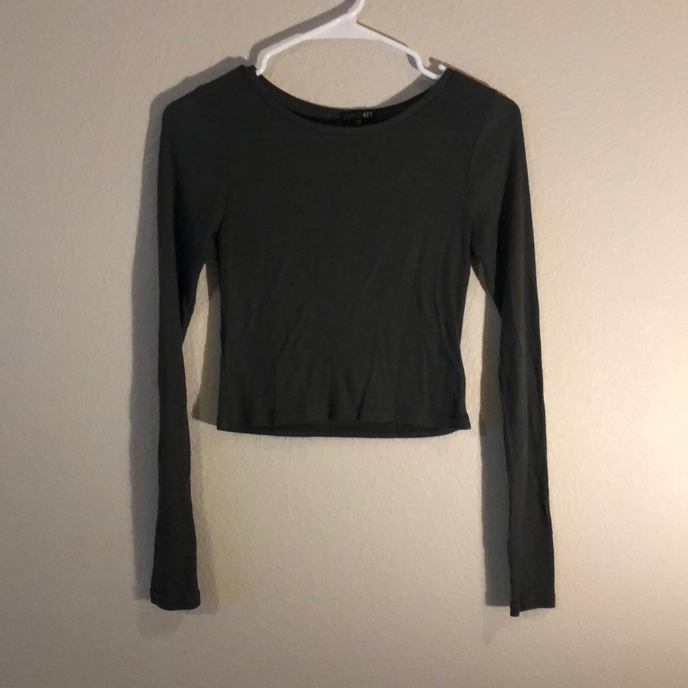 Cute Army Green Crop Top Sweater
